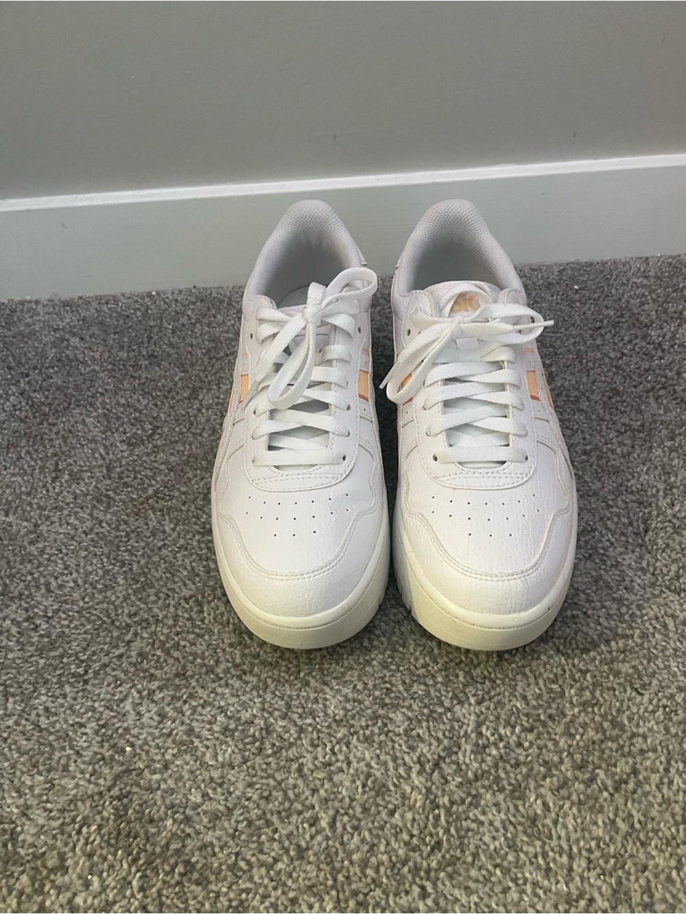 Asics White Sneakers with Peach Accents